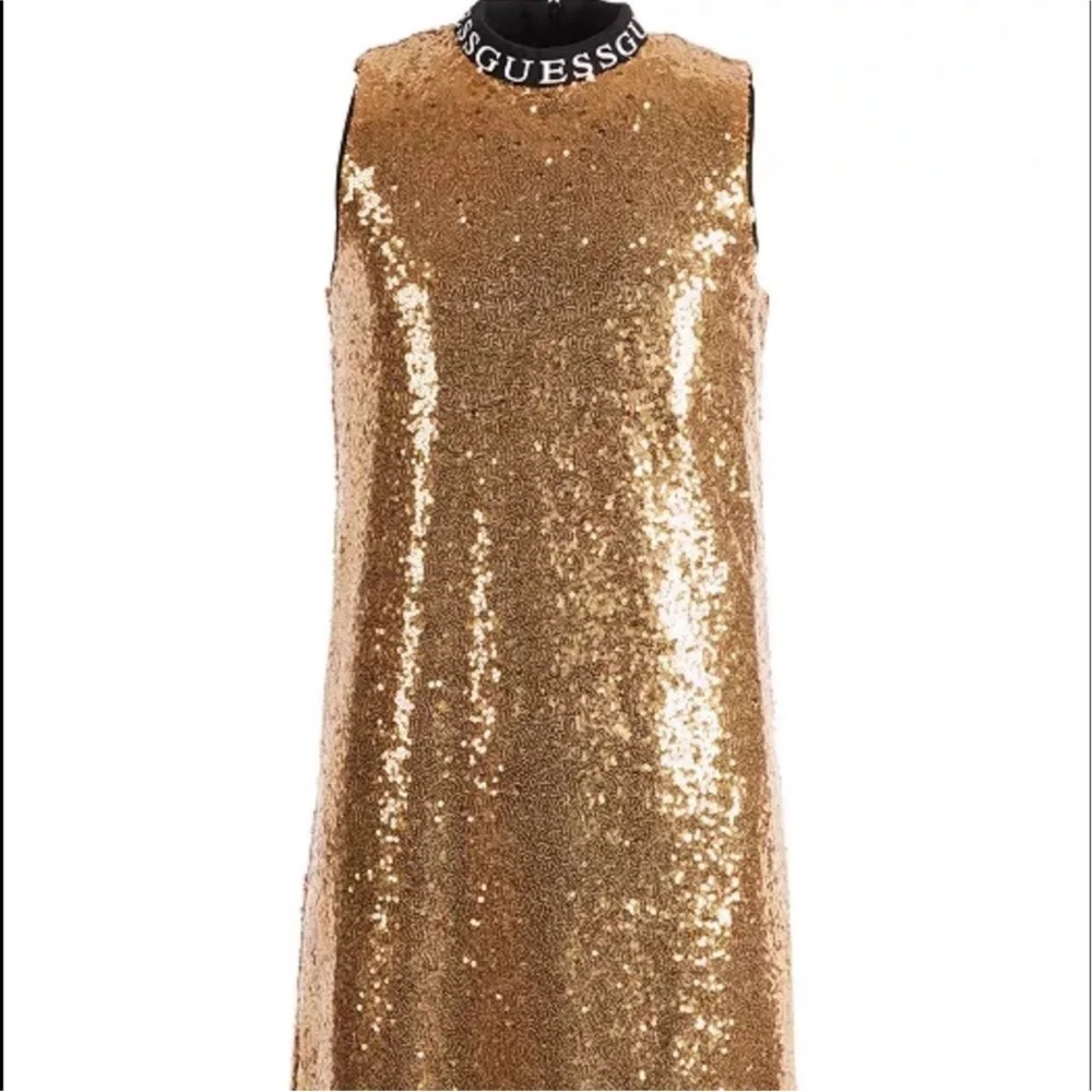 Guess Kids Gold Sequin Sleeveless Formal Shift Dress Size 12 Girls